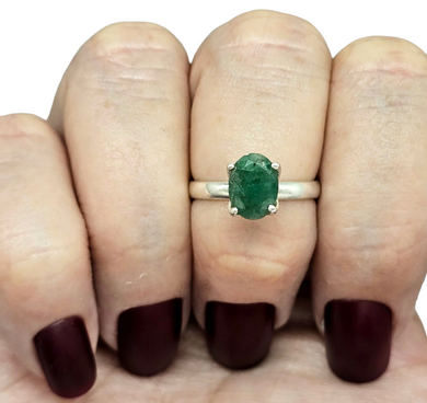 Genuine Emerald Ring, May Birthstone, Size O, Sterling Silver, Natural Gemstone, Inspiration Stone, Action Stone - GemzAustralia 