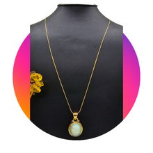 Load image into Gallery viewer, Solid African Opal Pendant, 18K Gold Plated Sterling Silver, October Birthstone, Aura Gem, Psychic Gemstone, Precognition Stone, Oval Shaped