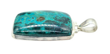 Load image into Gallery viewer, Chrysocolla Pendant, Rectangle Shaped, Sterling Silver, Turquoise Green Blue Gem, Communication Stone, Serenity Stone