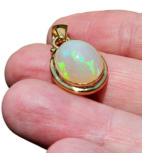 Solid African Opal Pendant, 18K Gold Plated Sterling Silver, October Birthstone, Aura Gem, Psychic Gemstone, Precognition Stone, Oval Shaped