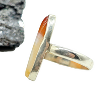 Load image into Gallery viewer, Botswana Agate Ring, Size 8.5, Sterling Silver, Orange &amp; White banded Gemstone, The Stone of Change, Harmony Stone, Balance Gemstone - GemzAustralia 