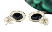 Load image into Gallery viewer, Black Onyx Studs, Oval Faceted, Sterling Silver, Protection Stone, Lucky Gem, Strength Giving Gem, Support Stone, Black Gemstone - GemzAustralia 