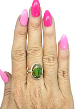 Load image into Gallery viewer, Green Mojave Turquoise Ring, Size 8, Sterling Silver, Oval Shape, Protection Stone, Goddess Stone