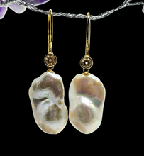 Load image into Gallery viewer, Luxurious Flameball Baroque Pearl Earrings, Gold Plated Sterling Silver, June Birthstone, Natural Irregular, Bridal Jewellery - GemzAustralia 