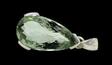 Load image into Gallery viewer, Prasiolite Pendant, Green Amethyst Gemstone, 35 carats, Sterling Silver, Pear Design, Spiritual Stone, Light Green Crystal