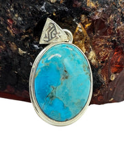 Load image into Gallery viewer, Oval Turquoise Pendant, December Birthstone, Sterling Silver, Blue Turquoise, Protection Stone, Love Stone, Genuine
