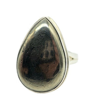 Load image into Gallery viewer, Pyrite in Magnetite Ring, Size 8.5, Sterling Silver, Pear Shaped, Apache Gold Gemstone, Confidence Stone