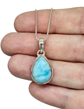 Load image into Gallery viewer, Pear Shaped Larimar Pendant, Dolphin Stone, Stone of Atlantis, Sterling Silver, Spiritual Gemstone, Fire &amp; Water Elements - GemzAustralia 