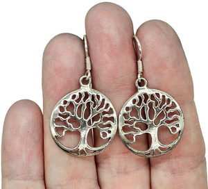 Tree of Life Earrings, Sterling Silver, Represents personal growth, uniqueness, Strength & Beauty, knowledge, wisdom