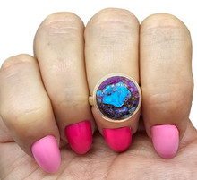 Load image into Gallery viewer, Purple &amp; Blue Mojave Turquoise Ring, Size 6.5, Round Shaped, Sterling Silver, Goddess Gem, Protection Stone