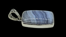 Load image into Gallery viewer, Blue Lace Agate Pendant, Rectangle Shape, Sterling Silver, Communication Stone, Confidence, Gemini &amp; Pisces Zodiac