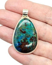 Load image into Gallery viewer, Shattuckite Pendant, Sterling Silver, Pear Shaped, mix of Azurite, Chrysocolla &amp; Malachite, Psychic Stone, Vivid Blue Green, Spirit Guide