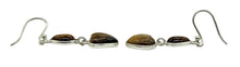 Load image into Gallery viewer, Heart Shaped Tiger's Eye Earrings, Sterling Silver, Genuine Gemstones, Creativity Stone, Kundalini Gem