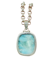 Load image into Gallery viewer, Rectangle Shaped Larimar Pendant, Dolphin Stone, Stone of Atlantis, Sterling Silver, Spiritual Gemstone, Fire &amp; Water Elements, Volcanic Gem