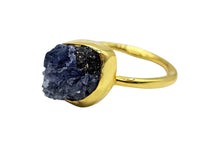 Load image into Gallery viewer, Blue Sapphire Ring, Size 7, 14k Gold Plated Sterling Silver, Raw Sapphire, September Birthstone