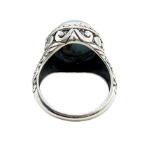 Load image into Gallery viewer, Vintage style Larimar Ring, Size 7.5, Sterling Silver, Round Shaped, Stone of Atlantis, Dolphin Stone, Water &amp; Fire Stone - GemzAustralia 
