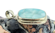 Load image into Gallery viewer, Rectangle Shaped Larimar Pendant, Dolphin Stone, Stone of Atlantis, Sterling Silver, Spiritual Gemstone, Fire &amp; Water Elements, Volcanic Gem