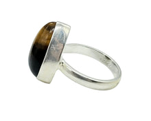 Load image into Gallery viewer, Tiger's Eye Ring, Size 6 3/4, Sterling Silver, Pear Shaped, Kundalini Awakening, Courage Gemstone, Protection Amulet, Leo Zodiac