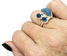 Load image into Gallery viewer, Three Stone, Australian Opal Ring, Size 6.75, Sterling Silver, Aura Gem, Psychic Gem, October Birthstone, Opal Doublets