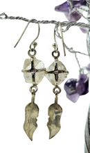 Load image into Gallery viewer, Raw Herkimer Diamond Feather Earrings, April Birthstone, Sterling Silver, Rough Gemstones, Spiritual Energy - GemzAustralia 