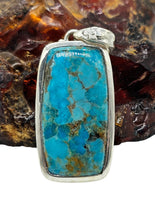 Load image into Gallery viewer, Rectangle Turquoise Pendant, Sterling Silver, December Birthstone, Blue Turquoise, Protection Stone, Love Stone, Genuine Arizona Turquoise