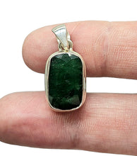 Load image into Gallery viewer, Seven Carat Emerald Pendant, Sterling Silver, May Birthstone, Rectangle, Inspiration Gem,  Action Stone, Infinite Patience