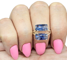 Load image into Gallery viewer, Kyanite Ring, Size 7, Emerald Faceted, 16 carats, Sterling Silver, Gemstone for Negotiation &amp; Communication