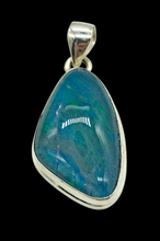Load image into Gallery viewer, Australian Opal Pendant in Electric Blue, Turquoise &amp; Emerald Green, Sterling Silver, October Birthstone, Precious Gem, Pure Energy, Triplet - GemzAustralia 
