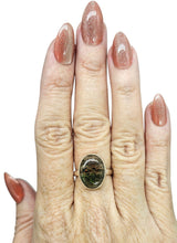 Load image into Gallery viewer, Matrix Opal Ring, Size 8, Sterling Silver, Green, Gold, Orange, Red Colours, October Birthstone, Spontaneity &amp; Love Stone