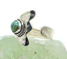 Load image into Gallery viewer, Blue Green Turquoise Ring, Adjustable, Sterling Silver, Round Shaped, Protection Stone, Love Stone, December Birthstone