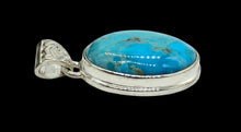 Load image into Gallery viewer, Oval Turquoise Pendant, December Birthstone, Sterling Silver, Blue Turquoise, Protection Stone, Love Stone, Genuine