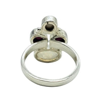 Load image into Gallery viewer, Rainbow Moonstone, Garnet &amp; Pearl Ring, Size 7.5, Sterling Silver, Natural Gemstones, Four Stone Ring