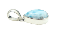 Load image into Gallery viewer, Larimar Pendant, Sterling Silver, Stone of Atlantis, Dolphin Stone, Pear Shaped, Spiritual Gemstone, Volcanic Gemstone