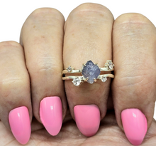 Load image into Gallery viewer, Raw Tanzanite Constellation Ring, Size 8, December Birthstone, Sterling Silver, Rough Tanzanite, Artisanal Piece