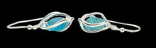 Load image into Gallery viewer, Raw Neon Blue Apatite Cage Earrings, Sterling Silver, Electric Blue Gemstone, Inspirational Stone