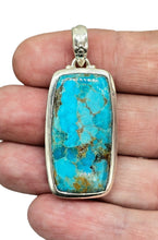 Load image into Gallery viewer, Rectangle Turquoise Pendant, Sterling Silver, December Birthstone, Blue Turquoise, Protection Stone, Love Stone, Genuine Arizona Turquoise