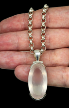 Load image into Gallery viewer, Rose Quartz Pendant, 28 Carats, Sterling Silver, Long Oval Faceted, Love Stone, Unconditional Love, Taurus Zodiac - GemzAustralia 