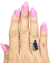 Load image into Gallery viewer, Raw Azurite Ring, size N, Sterling Silver, Triangle Shape, Rough Gemstone, Enhances Creativity