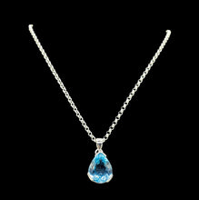 Load image into Gallery viewer, AAA+ Swiss Blue Topaz Pendant, 44 carats, Sterling Silver, Pear Faceted, December Birthstone, Bright Blue Gemstone - GemzAustralia 