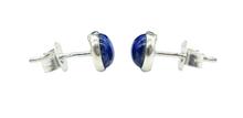 Load image into Gallery viewer, Lapis Lazuli Stud Earrings, Sterling Silver, Round Shaped, Protection Stone, Truth Stone, Relationships &amp; Love Stone - GemzAustralia 