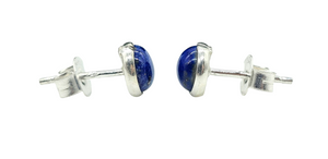 Lapis Lazuli Stud Earrings, Sterling Silver, Round Shaped, Protection Stone, Truth Stone, Relationships & Love Stone - GemzAustralia 