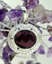Load image into Gallery viewer, 8 carat Garnet Pendant, Sterling Silver, January Birthstone, Oval Shaped, Inspires Love &amp; Devotion, Energy Stone - GemzAustralia 