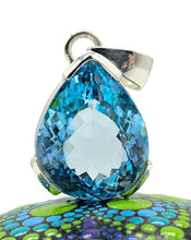 Load image into Gallery viewer, AAA+ Swiss Blue Topaz Pendant, 44 carats, Sterling Silver, Pear Faceted, December Birthstone, Bright Blue Gemstone - GemzAustralia 