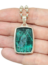Load image into Gallery viewer, Chrysocolla Pendant, Rectangle Shaped, Sterling Silver, Turquoise Green Blue Gem, Communication Stone, Serenity Stone