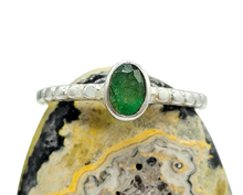 Load image into Gallery viewer, Emerald Ring, size P 1/2, Sterling Silver, May Birthstone, Oval Faceted, Natural Stone, Inspiration Stone, Action Stone