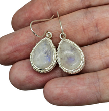 Load image into Gallery viewer, Rainbow Moonstone Earrings, Sterling Silver, Pear shaped, June Birthstone, Protection Stone, Love Rock - GemzAustralia 