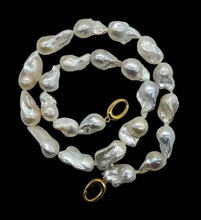 Load image into Gallery viewer, Baroque Flameball Pearl Necklace, 23 Inches, Freshwater Pearls, Gold Clasp, June Birthstone, Fireball Pearls, Bridal Jewellery - GemzAustralia 