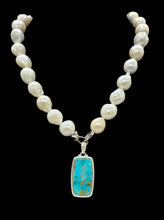 Load image into Gallery viewer, Rectangle Turquoise Pendant, Sterling Silver, December Birthstone, Blue Turquoise, Protection Stone, Love Stone, Genuine Arizona Turquoise