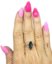 Load image into Gallery viewer, 5 carat Mystic Topaz Ring, Marquise Shape, Size 7 3/4, Sterling Silver, Purple / Green Gemstone, Fire Topaz, Rainbow Topaz