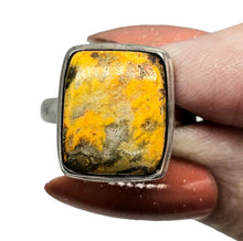 Load image into Gallery viewer, Rectangle Bumblebee Jasper ring, Size 7, Sterling Silver, Eclipse Jasper, Bright Yellow, Orange &amp; Black Gemstone, New Beginnings